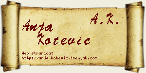 Anja Kotević vizit kartica